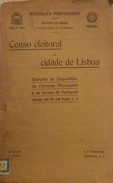 CENSO ELEITORAL DA CIDADE DE LISBOA.