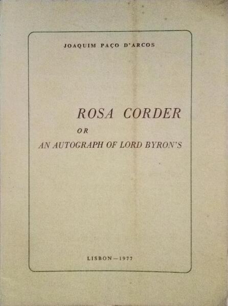 ROSA CORDER OR AN AUTOGRAPH OF LORD BYRON'S.