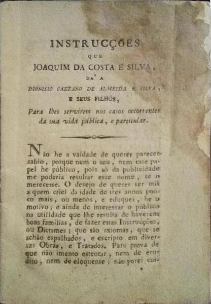 INSTRUCÃ‡Ã•ES QUE DÃ A DIONISIO CAETANO DE ALMEIDA E SILVA E SEUS FILHOS.