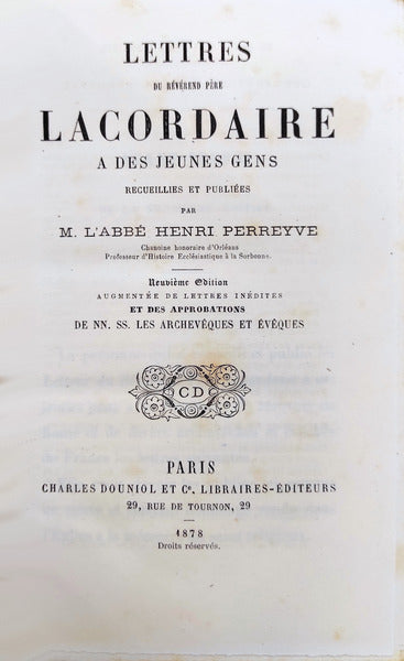 LETTRES DU RÃ‰VÃ‰REND PÃˆRE LACORDAIRE.