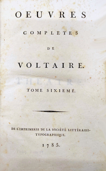 OEUVRES COMPLETES DE VOLTAIRE. TOME SIXIEME.