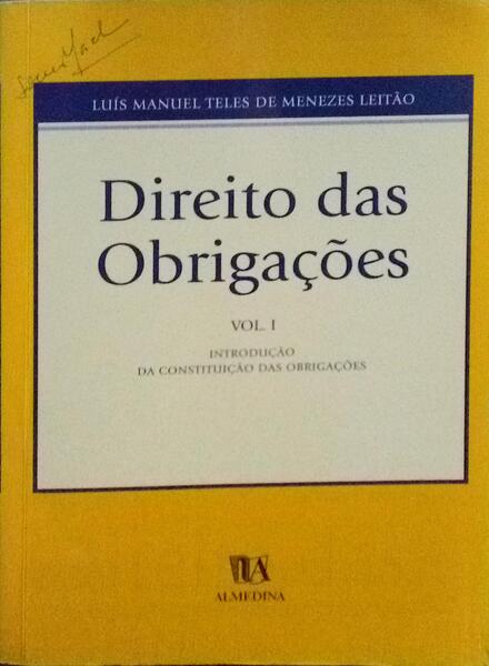 DIREITO DAS OBRIGAÃ‡Ã•ES. VOLUME I.