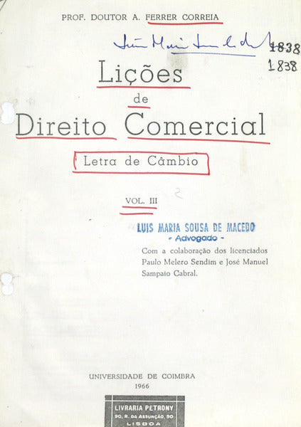 LIÃ‡Ã•ES DE DIREITO COMERCIAL. [VOL. III]