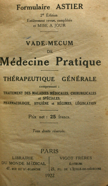 VADE-MECUM DE MÃ‰DECINE PRATIQUE.