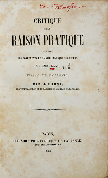 CRITIQUE DE LA RAISON PRATIQUE.