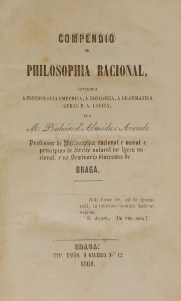 COMPENDIO DE PHILOSOPHIA RACIONAL, [DUAS OBRAS]