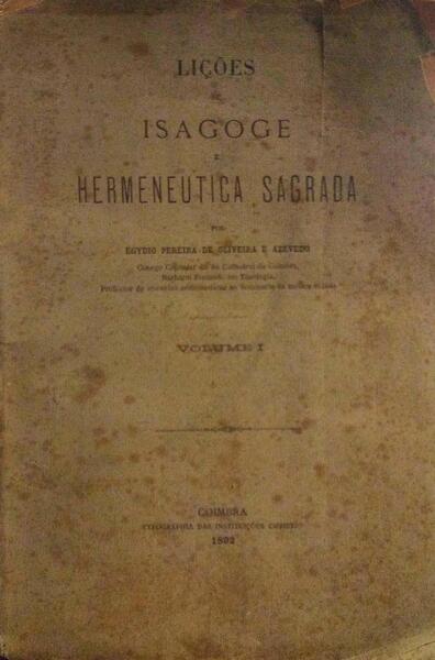 LIÃ‡Ã•ES DE ISAGOGE E HERMENEUTICA SAGRADA. I, II, III.