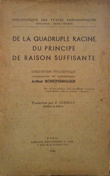 DE LA QUADRUPLE RACINE DU PRICIPE DE RAISON SUFFISANTE.