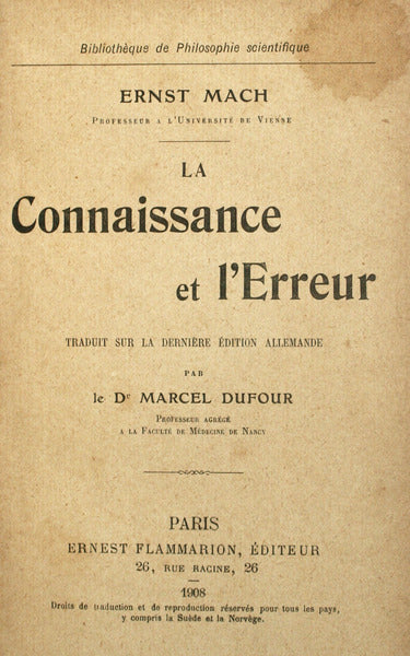 LA CONNAISSANCE ET L'ERREUR.
