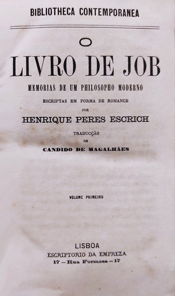 O LIVRO DE JOB. MEMÃ“RIAS DE UM PHILOSOPHO MODERNO.