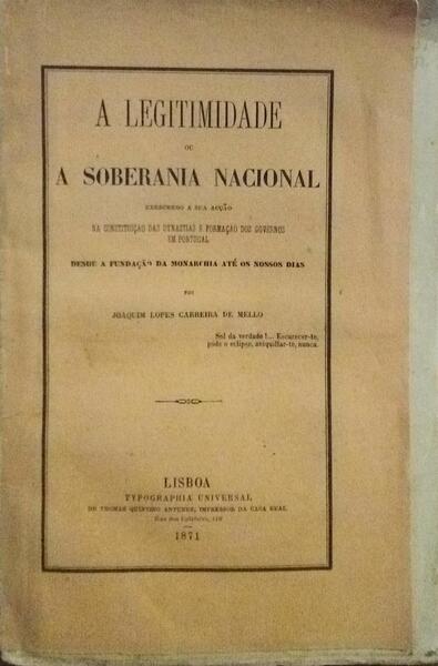 A LEGITIMIDADE OU A SOBERANIA NACIONAL.