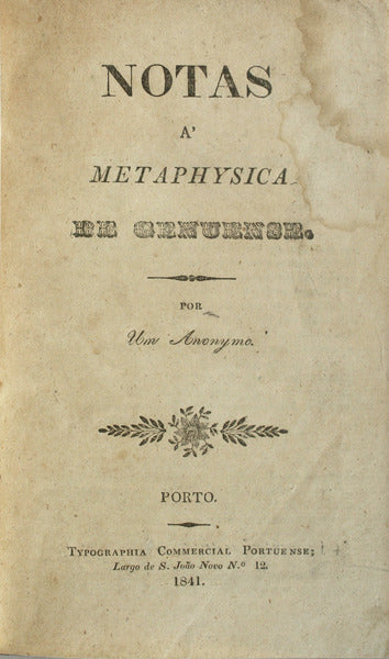NOTAS Ã METAPHYSICA DE GENUENSE. [2 OBRAS]