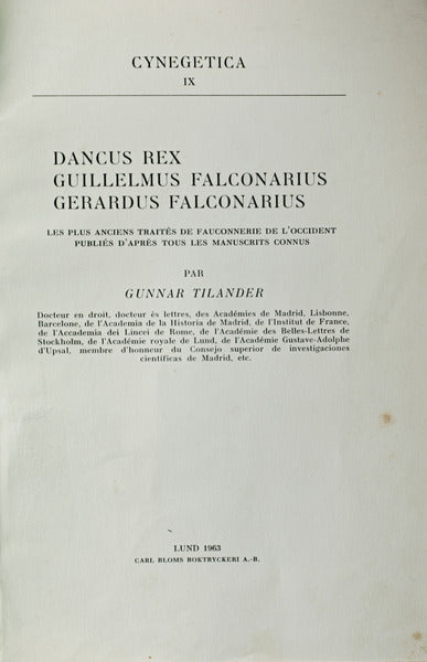 DANCUS REX, GUILLELMUS FALCONARIUS, GERARDUS FALCONARIUS.
