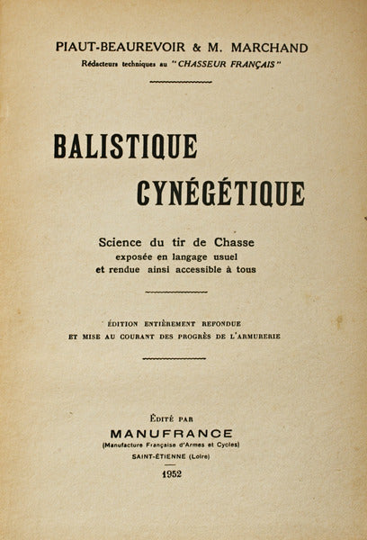 BALISTIQUE CYNÃ‰GÃ‰TIQUE.
