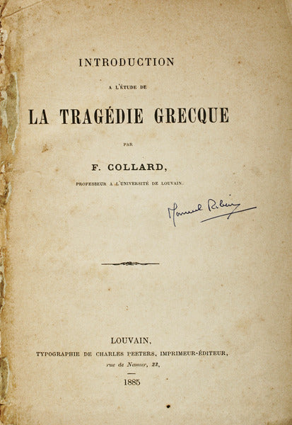 INTRODUCTION A L'Ã‰TUDE DE LA TRAGÃ‰DIE GREQUE.