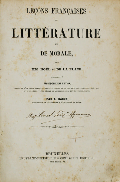 LEÃ‡ONS FRANÃ‡AISES DE LITTÃ‰RATURE ET MORALE.