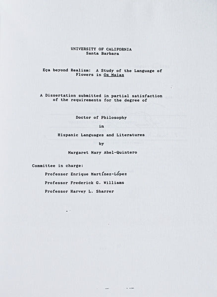 EÃ‡A BEYOND REALISM. STUDY OF THE LANGUAGE OF FLOWERS IN OS MAIAS.