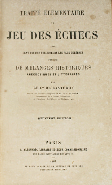 TRAITÃ‰ Ã‰LÃ‰MENTAIRE DU JEU DES Ã‰CHECS.