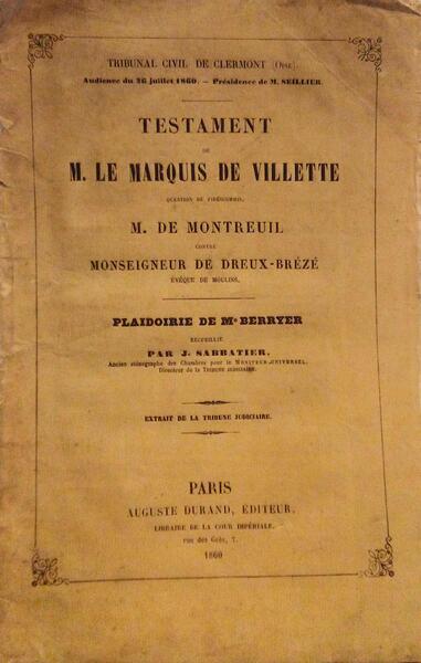 TESTAMENT DE M. LE MARQUIS DE VILLETTE.