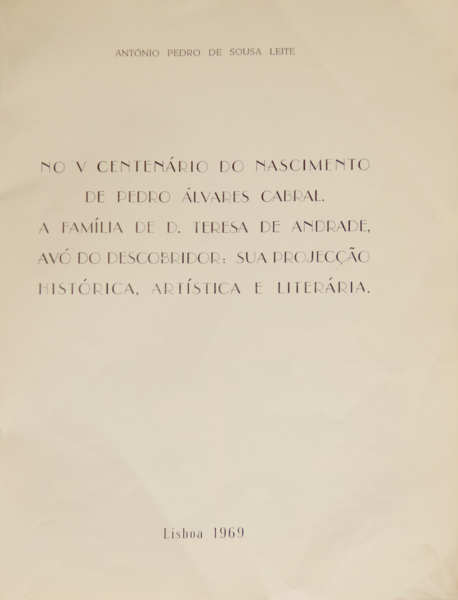 NO V CENTENÃRIO DO NASCIMENTO DE PEDRO ÃLVARES CABRAL.