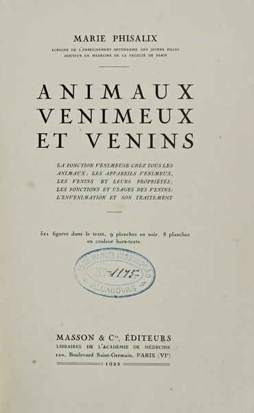 ANIMAUX VENIMEUX ET VENINS.