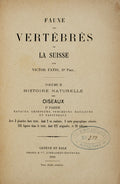 FAUNE  DES VERTÃ‰BRÃ‰S DE LA SUISSE.