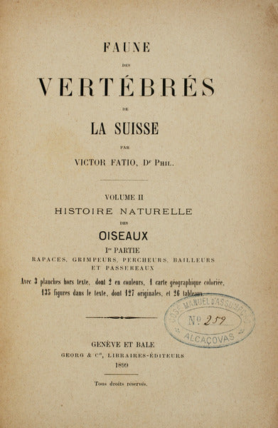 FAUNE  DES VERTÃ‰BRÃ‰S DE LA SUISSE.
