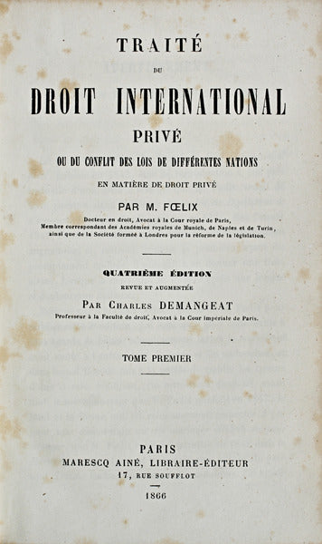 TRAITÃ‰ DU DROIT INTERNATIONAL PRIVÃ‰.