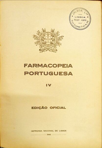 FARMACOPEIA PORTUGUESA IV.