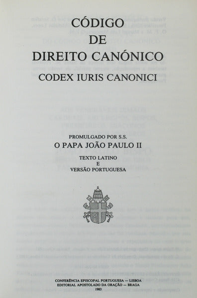 CÃ“DIGO DE DIREITO CANÃ“NICO. CODEX IURIS CANONICI.