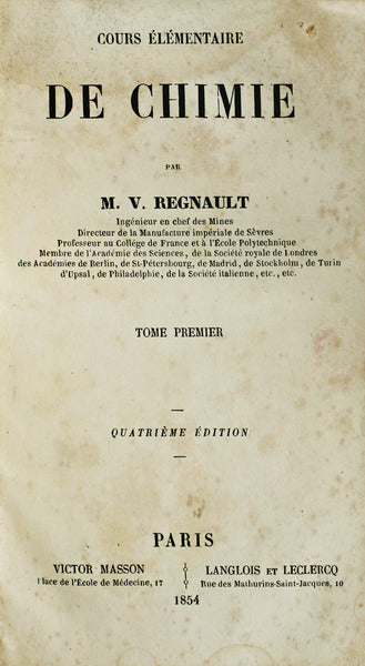 COURS Ã‰LÃ‰MENTAIRE DE CHIMIE.