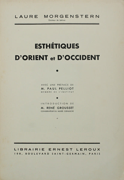 ESTHÃ‰TIQUES D'ORIENT ET D'OCCIDENT.