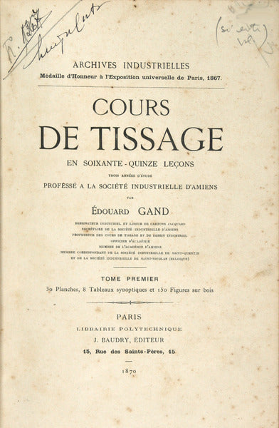 COURS DE TISSAGE EN SOIXANTE-QUINZE LEÃ‡ONS.