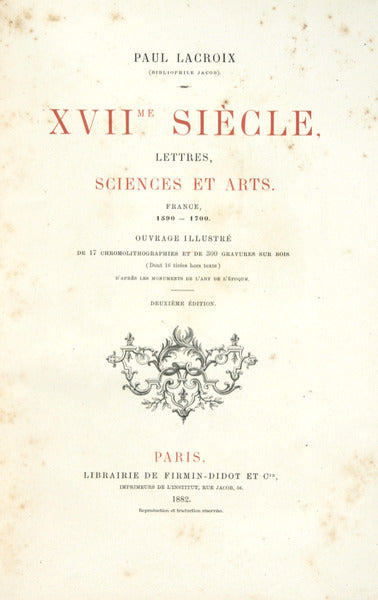 XVIIá´¹á´± SIÃˆCLE, LETTRES, SCIENCES ET ARTS.
