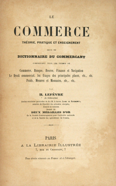 LE COMMERCE: THÃ‰ORIE, PRATIQUE ET ENSEIGNEMENT.
