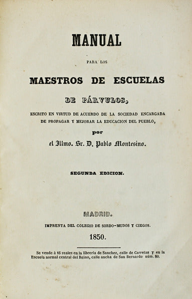 MANUAL PARA LOS MAESTROS DE ESCUELAS DE PÃRVULOS.
