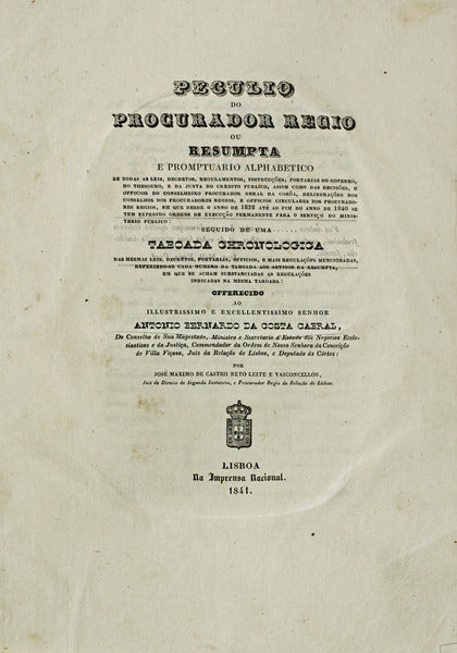 PECULIO DO PROCURADOR REGIO.