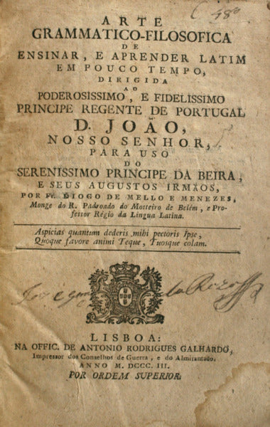ARTE GRAMMATICO-FILOSOFICA DE ENSINAR, E APRENDER LATIM EM POUCO TEMPO,