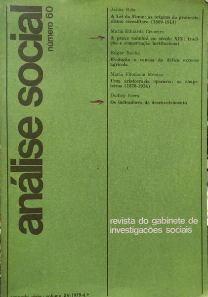 ANÃ?LISE SOCIAL, REVISTA DO GABINETE DE INVESTIGAÇÕES SOCIAIS, N.º 060, 1979.
