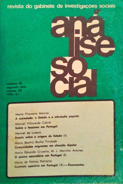 ANÃLISE SOCIAL, REVISTA DO GABINETE DE INVESTIGAÃ‡Ã•ES SOCIAIS, N.Âº 048, 1976.