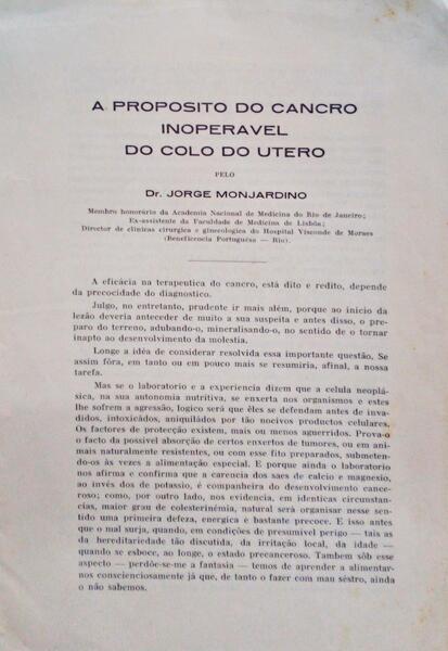 A PROPOSITO DO CANCRO INOPERAVEL DO COLO DO UTERO.