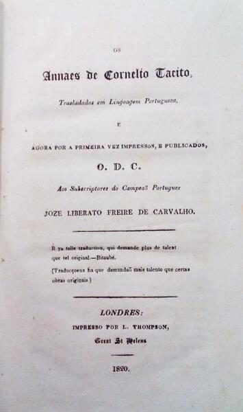 OS ANNAES DE CORNELIO TACITO,