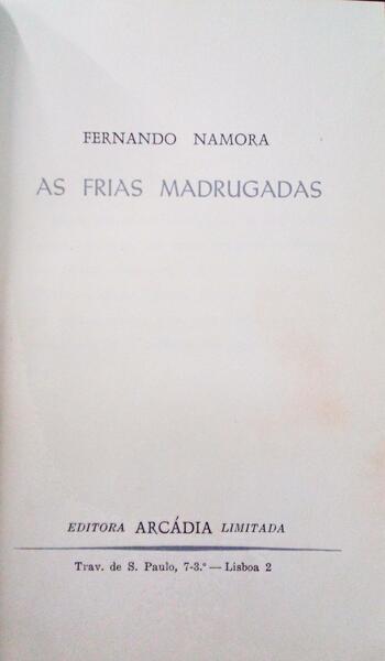 AS FRIAS MADRUGADAS. [1.Âª EDIÃ‡ÃƒO]