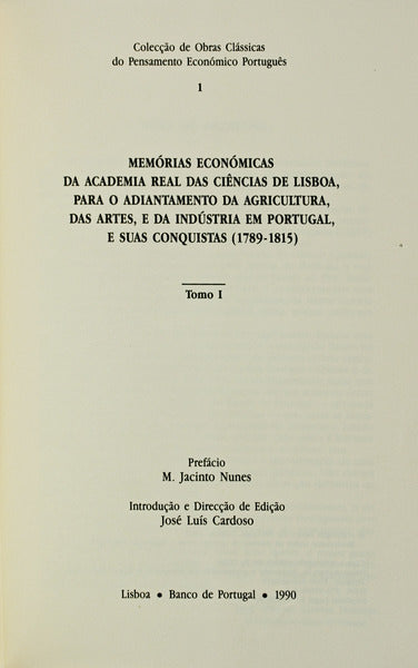 MEMÃ“RIAS ECNÃ“MICAS DA ACADEMIA REAL DAS CIÃŠNCIAS DE LISBOA. [5 VOLS.]