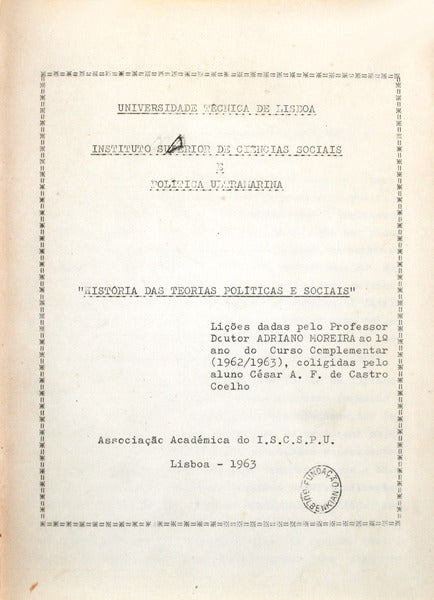 HISTÃ“RIA DAS TEORIAS POLITICAS E SOCIAIS.