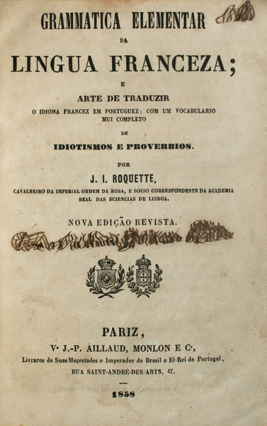 GRAMMATICA ELEMENTAR DA LINGUA FRANCEZA;
