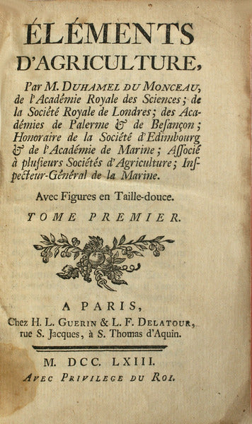 Ã‰LÃ‰MENTS D'AGRICULTURE. [2 VOLS]