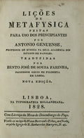 LIÃ‡Ã•ES DE METAFYSICA.