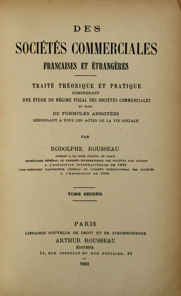 DES SOCIÃ‰TÃ‰S COMMERCIALES. [TOME SECOND]