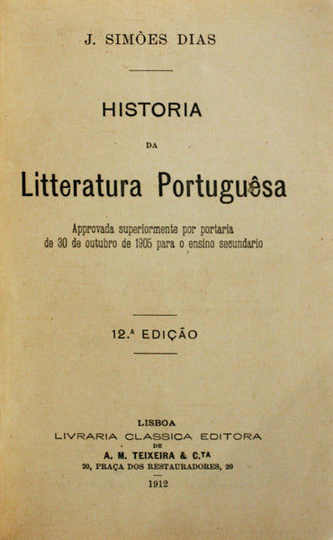 HISTORIA DA LITTERATURA PORTUGUÃŠSA.